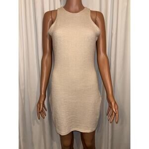 Mebius Beige Textured Sleeveless Dress Size Small